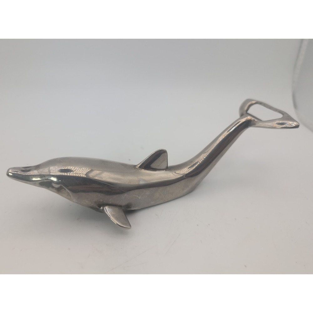 Vintage Metal dolphin bottle opener Silver Plated Zinc By Zeller Cottagecore - Picture 2 of 7